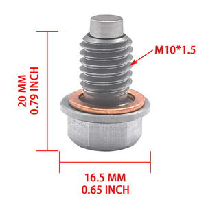 M10*1.5 Stainless Steel Magnetic Oil Drain <b>Plug</b> With Copper Gasket For Engine Oil Pan - Product Image 1