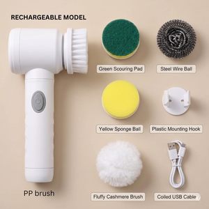 Brosse de nettoyage électrique 5-en-1 portative pour cuisine et salle de bain, alimentée par USB ou piles, pour baignoire et autres surfaces - Product Image 3