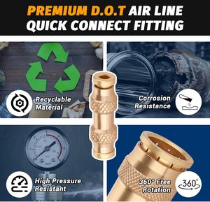 ข้อต่อลมแบบกดเชื่อมต่อ ALITAIR ขนาด 1/8 นิ้ว (หนึ่งแปดส่วนของหนึ่งนิ้ว) ข้อต่อทองเหลืองแบบกดเชื่อมต่อ <span class=keywords><strong>D</strong></span>.O.T สำหรับสายลมเบรก - Product Image 4