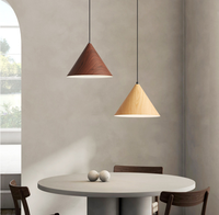 Lampe suspendue conique en bois grainé, style moderne minimaliste nordique, pour îlot de cuisine, salle à manger, café