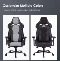 Chaise de jeu ergonomique Racing Gamer en tissu gris avec réglage en hauteur, chaise d'ordinateur confortable pour configuration de jeu à domicile