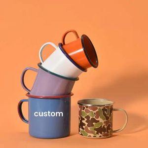 Retro Enamel <b>Coffee</b> Mugs With Logo Design For Camping Outdoor Use Stainless Steel Material Eco-Friendly Style - Product Image 6