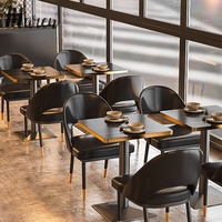 Ensemble de mobilier commercial de luxe moderne en bois et marbre pour hôtels, cafés, bars et restaurants, incluant canapé, banquette, table et chaises