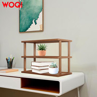 WOQI Desktop Shelf Simple Bookshelf Table Storage Rack Wooden Organizer Holder with Double Layer Structure for Office Home