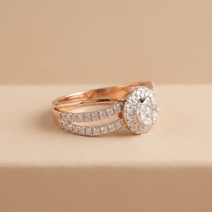 Anillo de Compromiso de Oro Rosa Sólido de 14k para Mujer con 60 Diamantes Laterales, Corte Brillante, Estilo Clásico, Color H, Diamantes Naturales GGL - Product Image 3
