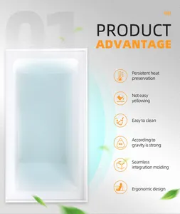 SeaWin Bathroom Standard Deep Soaking Bathtub Acrylic Adult Drop In Bath Tub