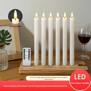 Led nến ánh sáng 2 * AAA pin nhựa côn ánh sáng ấm áp với flicking LED NẾN với 10 phím hẹn giờ từ xa hoạt động cho món quà - Product Image 3