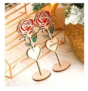 Rosas de Madera Grabadas al por Mayor, con Logotipo Personalizable, Decoración Ecológica para Mesa y Pared, para el Día de la Madre y San Valentín - Product Image 1