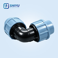 Conector de Tubería de PP de 20, 25, 32, 40, 50 y 63 mm, Codo de 90 Grados, Accesorio de Polipropileno Azul Claro con Embalaje Profesional en Inglés
