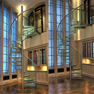 Escaleras <span class=keywords><strong>de</strong></span> Caracol Modernas <span class=keywords><strong>de</strong></span> <span class=keywords><strong>Madera</strong></span> Personalizadas Ace con Peldaños <span class=keywords><strong>de</strong></span> Vidrio, <span class=keywords><strong>Escalera</strong></span> <span class=keywords><strong>de</strong></span> Caracol Metálica para Interiores y Exteriores - Product Image 2