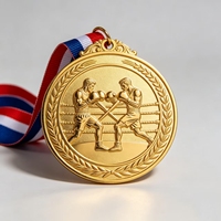 Médaille personnalisée pour la finale de la soirée de combat, trophée en alliage de zinc plaqué or, argent et bronze, avec gravure 3D, médaille de boxe