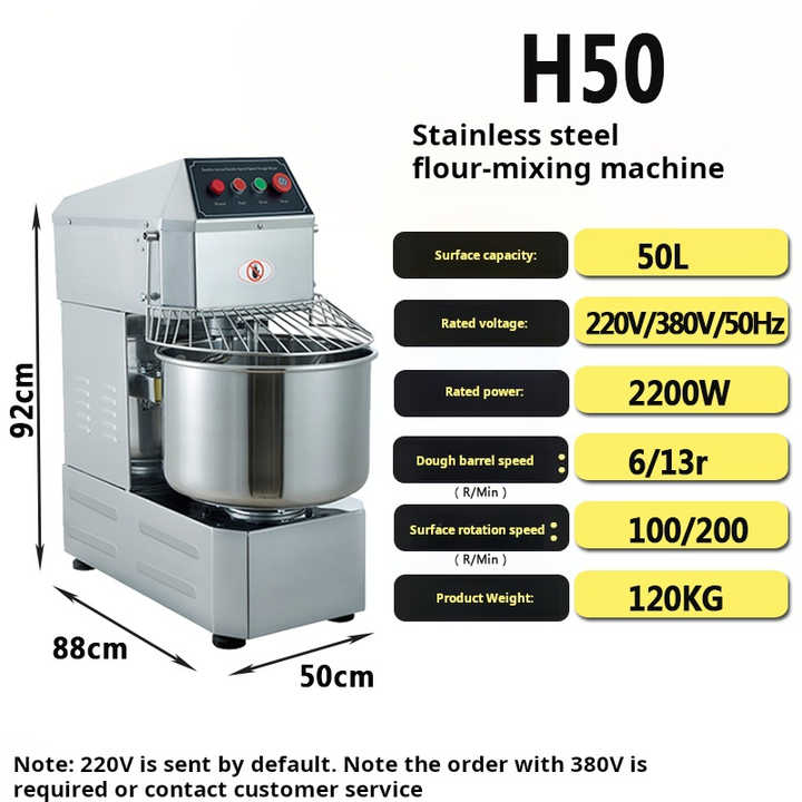 Commercial Electric Flour Mixer Dual Speed Stainless Steel Stand Mixer