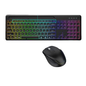 JOMAA RGB Wireless Daul Model Keyboard and Mouse Combo With Holder Stand Full Size Ergonomic Keyboard Mouse <b>Set</b> for <b>PC</b> Laptop - Product Image 1