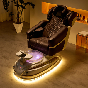 Sillón de Pedicura Spa de Diseño Moderno y Relajante en Color Marrón Dorado con Luz LED de 7 Colores, el Más Vendido para Salones de Belleza - Product Image 1