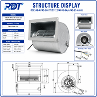 Ventilador Centrífugo AC D2E146-AP43-90-77/D7-22/AP43-B4/AP43-92-A8-B1 de Alto Flujo de Aire, Duradero, para Refrigeración de Gabinetes Inverter