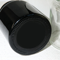 Pot en verre sodocalcique noir personnalisé avec couvercle en bois, pot vide polyvalent pour le stockage du miel et du thé, et contenants ménagers quotidiens