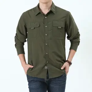 Custom Spring summer camisa de hombre outdoor long sleeve tactical fishing shirt softshell men's shirts