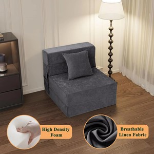 Sofá Cama Modular de Una Plaza, Convertible, Plegable, Minimalista, para Sala de Estar, Color Gris - Product Image 3