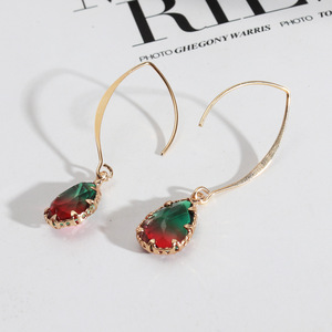 Orecchini Lunghi Unici in Rame alla Moda con Design Trendy, Bicolore e Bordi in Vetro, con Ganci a Filo - Product Image 6