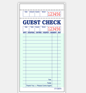 Libreta de Comandas TM-G3674 con Tinta Transparente, 2 Partes, para Restaurante, 50 Juegos, Tarjetas Numeradas Desprendibles, Factura en Cartón Repujado - Product Image 1
