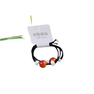 Hair Ties <b>Red</b> <b>Bead</b> Elastic With Rhinestones Women Casual Headdress - Product Image 5