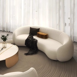 Sofá Curvo de Forma Irregular para Apartamentos Pequeños, Sala de Transmisión en Vivo Estilo Nórdico, Salón de Belleza, Sala de Estar y Áreas de Descanso - Product Image 2
