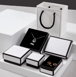 Luxury Flocking Interior Jewelry Packaging <b>Box</b> <b>White</b> Printed Paper Jewellery <b>Gift</b> <b>Box</b> with <b>Gift</b> Bag for Women Jewelry Presents - Product Image 5