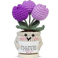 Fleur en crochet faite à la main, tulipe positive, cadeau inspirant pour la fête des mères, la remise des diplômes, l'encouragement, soutien émotionnel