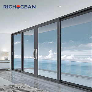 Porte Scorrevoli in Alluminio Nero Antiuragano RICHOCEAN, Porte Esterne Scorrevoli a Doppio Vetro Temperato per Casa - Product Image 5