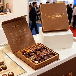 Caja de Regalo de Chocolate Marrón Bronce Personalizada de Alta Gama con Tapa de Concha para Bombones Artesanales y Empaque de Aperitivos Exquisitos, MOQ Bajo - Product Image 1