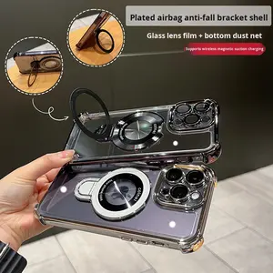 Protecteur d'objectif de luxe support de galvanoplastie <span class=keywords><strong>coque</strong></span> d'espace magnétique couverture étui de téléphone portable pour <span class=keywords><strong>Iphone</strong></span> 16 <span class=keywords><strong>Pro</strong></span> <span class=keywords><strong>Max</strong></span> 15 <span class=keywords><strong>Pro</strong></span> - Product Image 2