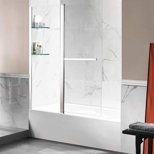 Puerta de <span class=keywords><strong>bañera</strong></span> de vidrio rectangular de 6mm con <span class=keywords><strong>Panel</strong></span> de apariencia cuadrada sin marco para cuartos de ducha de Hotel <span class=keywords><strong>Panel</strong></span> <span class=keywords><strong>fijo</strong></span> oscilante - Product Image 4