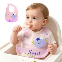 Bavoir bébé pliable en silicone de qualité alimentaire, imperméable, léger et fin pour l'été, idéal pour l'alimentation - Vente en gros