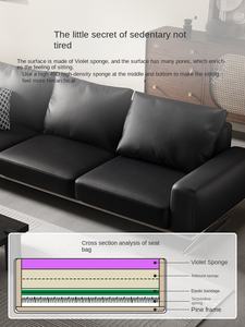 2024 nouveau canapé sectionnel en cuir de vachette italien convertible rétro salon couche supérieure minimaliste pour centre commercial - Product Image 3