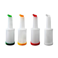 Bouteilles de stockage en plastique avec bec verseur pour jus de fruits, conformes aux normes NSF, avec couvercles colorés