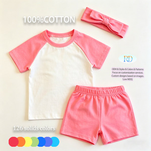 Conjunto <span class=keywords><strong>de</strong></span> Pantalones Cortos <span class=keywords><strong>de</strong></span> <span class=keywords><strong>Algodón</strong></span> Puro para Niños, Verano 2026, Venta al Por Mayor, Conjunto <span class=keywords><strong>de</strong></span> 3 Piezas para Bebés y Niños Pequeños, Estilo Biker con Mangas Raglán - Product Image 4