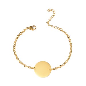 Bracelets tendance en acier inoxydable doré, personnalisables avec logo gravé, pendentifs ronds vierges pour fêtes, idéaux pour le dropshipping - Product Image 5