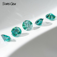 Pierre de Moissanite Synthétique Ronde Taille Brillant de Couleur Verte, 3mm-10mm, Prix de Gros