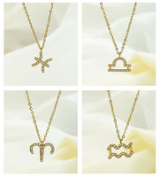 Nouveauté : Collier Pendentif Zodiaque Micro-serti de Zircone pour Femme, en Acier Inoxydable Inaltérable, Bijou Chaîne de Cou