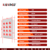 Panel Terapi Cahaya Merah ILUXRED Hot Sale, Portabel dengan Tali Tangan, Panel Cahaya Merah Inframerah untuk Wajah