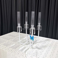 En gros Candelabre en fer à 6 bras avec gouttes de cristal, Centre de table pour mariage, fête prénuptiale et location d'événements