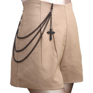 จี้รูปกางเขนแบบโซ่คาดเอว หลายชั้น โลหะผสมสังกะสีสีดำ สไตล์ฮิปฮอป สำหรับใส่ทุกวัน - Product Image 1