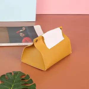 Home Leather Tissue Box Cover Table Desktop Box case Tissue Napkin Storage Container Tissue Bag for Car Hotel Outdoor