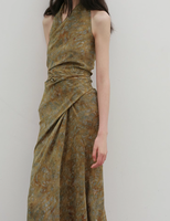 Design de mode impression numérique licou-cou élégant robe portefeuille sans manches longue longueur pour les femmes robes de Style d'été