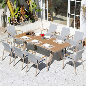 Ensemble de salle à manger d'extérieur moderne et imperméable avec chaises en rotin tressé et table en métal pour patio - Product Image 2