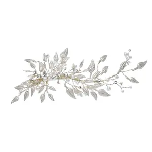 Elegant Unique Gold Iron Leaves Hair Accessories Rhinestone Hairpin Clips For The Bride And Bridesmaids