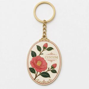 Llavero de Camelia Personalizado por el Fabricante, Llavero de Metal Romántico con Flor, Recuerdo para Amantes, Promoción para Floristerías - Product Image 2