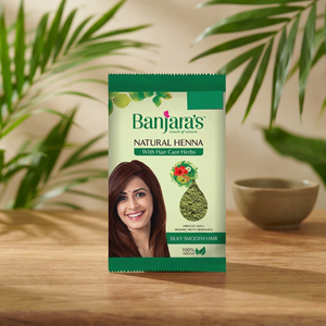Henna Natural en Polvo Banjara 100g (Paquete de 8) Hibisco Amla Brahmi Methi Bhringraj Marrón Claro/Oscuro Encaje Francés Pequeño para el Cabello - Product Image 3