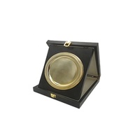 Plaques en bois massif marron avec feuille d'or ronde pour l'utilisation de cadeaux d'affaires