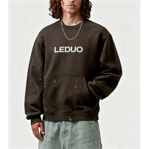 Sudadera de Hombre Estilo Urbano <span class=keywords><strong>con</strong></span> Diseño de Salpicaduras de Pintura Marrón Oscuro, para Uso Casual, en Oferta - Product Image 1